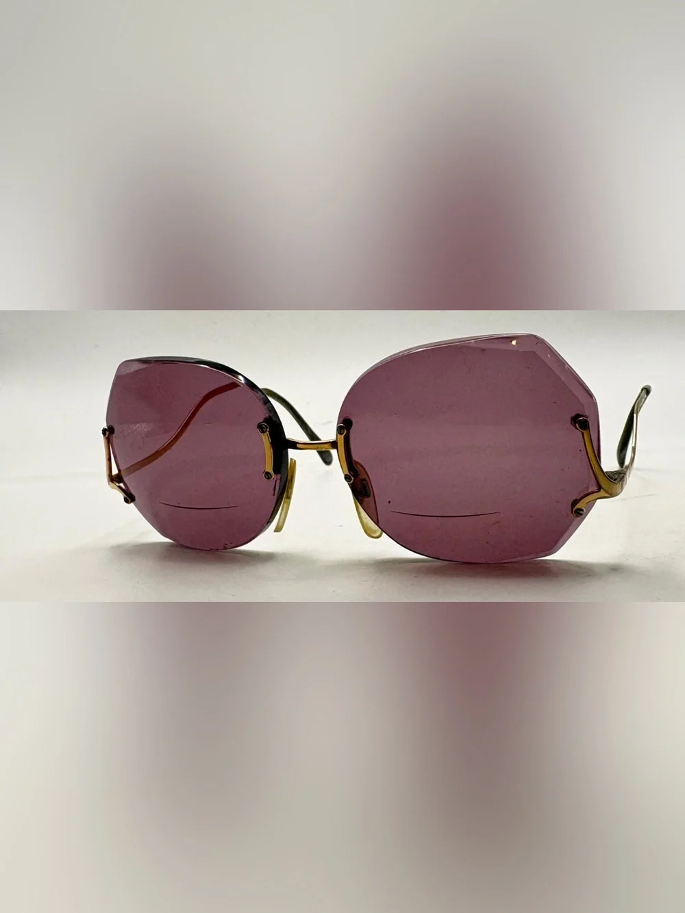 Vintage Luxottica Gold Oval Rimless Sunglasses Frames Only